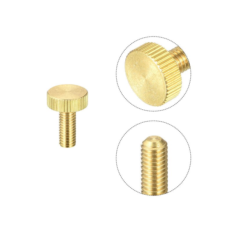 uxcell Knurled Thumb Screws, M6x16mm Flat Brass Bolts Grip Knobs Fasteners for PC, Electronic, Mechanical 5Pcs 5