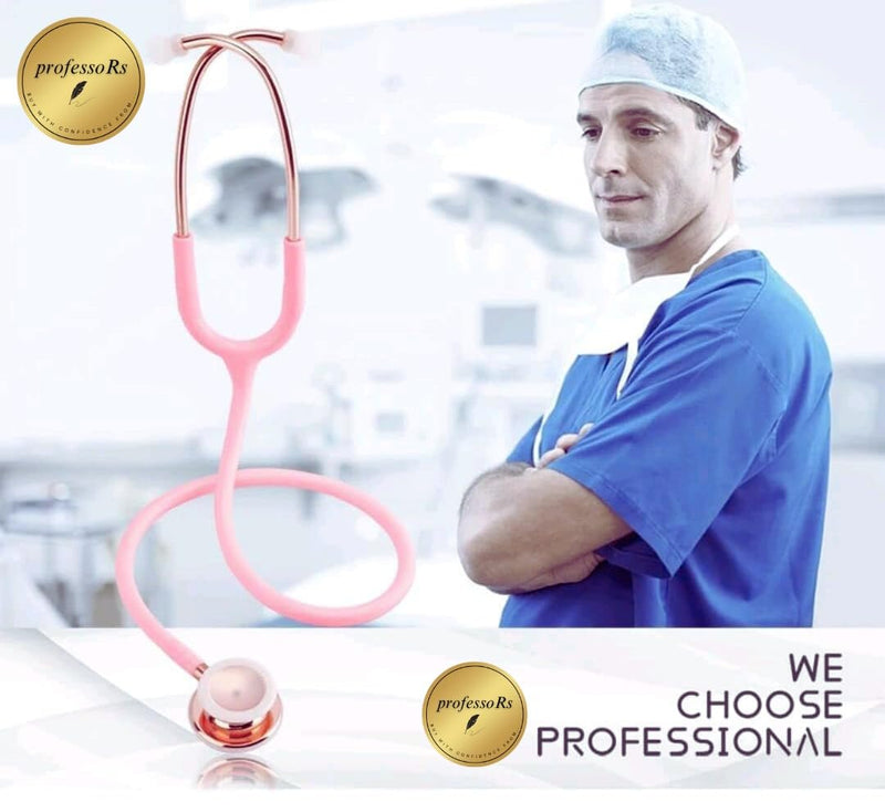 professoRs Pink Stethoscope for Students Nurse Doctor, Beautiful Gold-Plated Stetho for Clinical Use, Professional high-sensitivity fiber membrane, Double Sided Stethoscope, estetoscopio medico