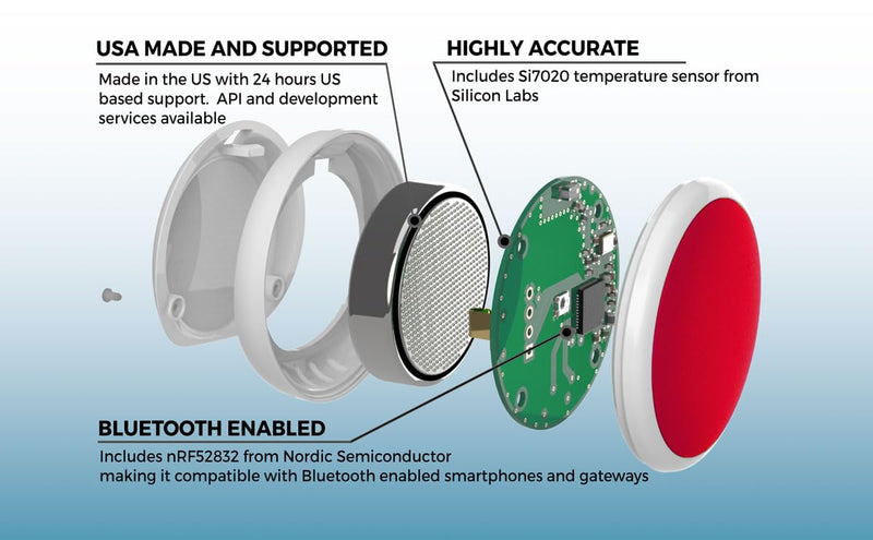 Tempo Disc Temperature Sensor and Logger for iPhone & Android, Bluetooth Compatible, Remote Wireless Thermometer, Long Range, Large Memory, Unlimited Data Export, USA Developed and Supported