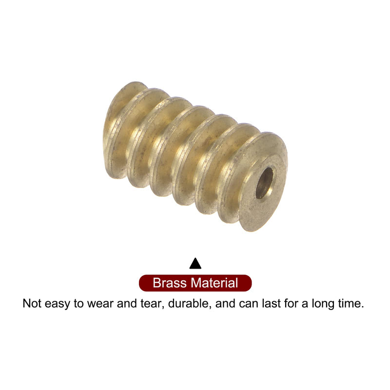 HARFINGTON 2pcs Worm Gear Shaft Brass 0.5 Modulus 1.98mm Hole Diameter Drive Gear Box Shaft