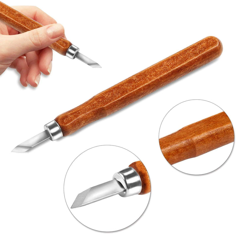 AUGSUN Wood Carving Knife Set, 20 PCS Wood Carving Kit Carbon Steel Wood Hand Carving Tool for DIY Sculpture Carpenter Experts Beginners AU635