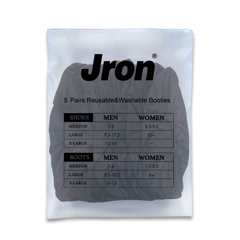 Jron 5 Pairs Premium Reusable Washable Shoe Cover Boot Covers for Contractors (5 Pairs | US 12-14 For Shoes/US 11-13 For Boots, Black) 5 Pairs | US 12-14 For Shoes / US 11-13 For Boots