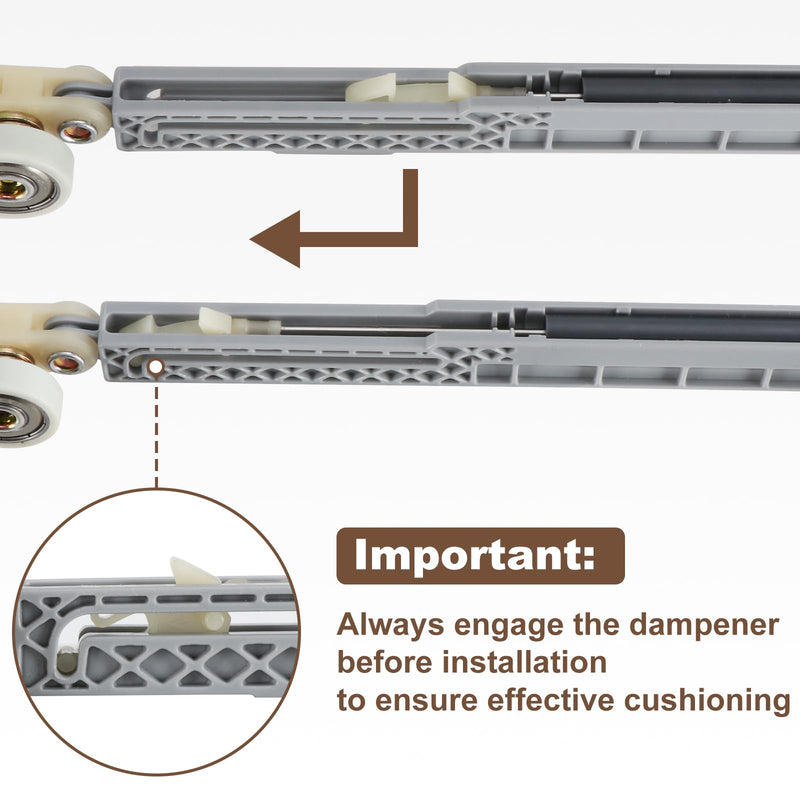 Pocket Door Soft Close Top Hanger Assemblies, Fits Johnson 1060 & 1062, Fits 100, 134F, 138F, 2610F Series Tracks, 2" Nylon Ball Bearing Tri-Wheel, Soft Close and Soft Open