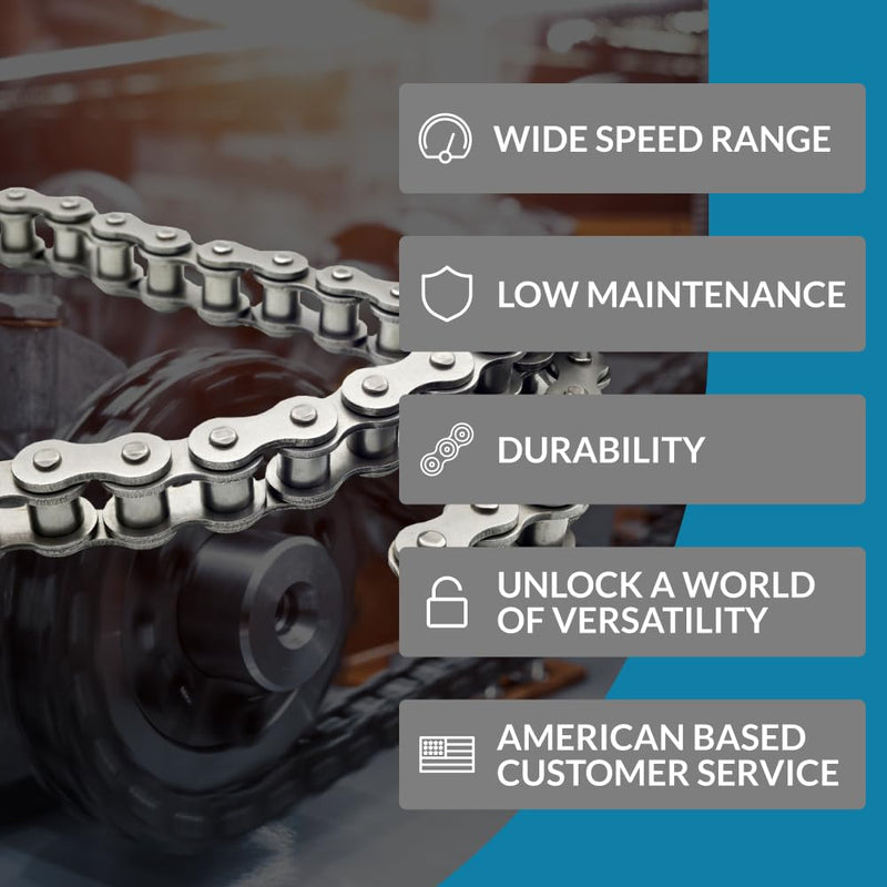 PGN #40 Roller Chain - 3 Feet + Free Connecting Link - Carbon Steel Chains for Bycicles, Mini Bikes, Motorcycles, Go-Karts, Home and Industrial Machinery - 71 Links