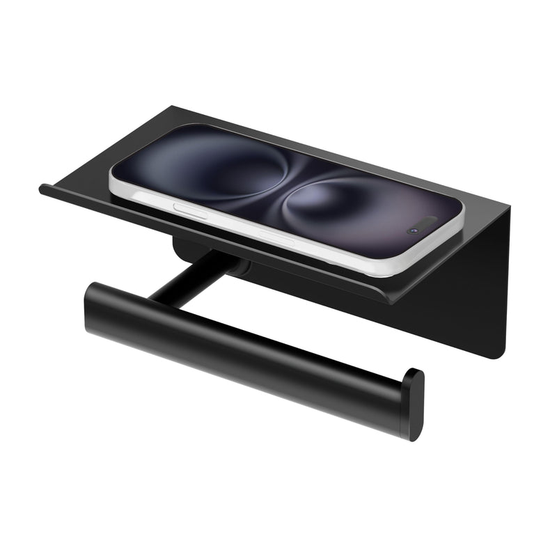 Gatco 1422MX Elevate Toilet Paper Holder with Mobile Shelf, Matte Black