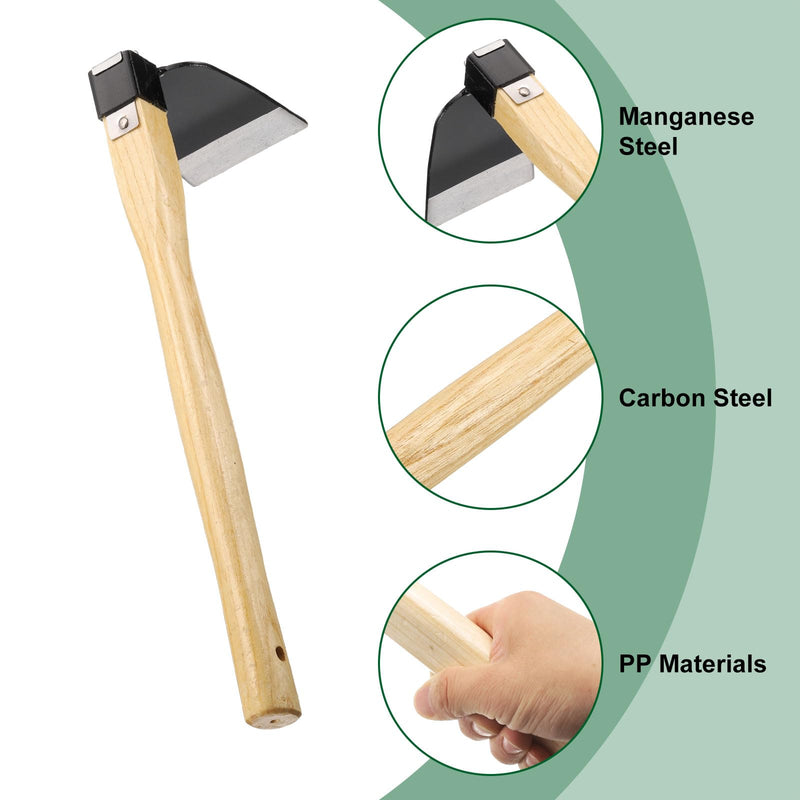 HARFINGTON Garden Hoe 15" x 3.94" Steel Hoe Garden Tool Anti-Rust with Non-Slip Wooden Handle Edger Weeder Shovel for Backyard Loosening Farm Planting Weeding 15" x 3.94"
