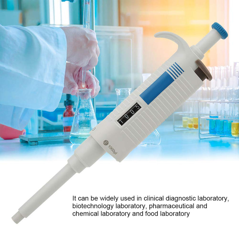 P1000 Micropipette Adjustable Pipettor Manual, Variable Volume Liquid Transfer for Clinical Laboratory Biotechnology Lab Plastic 100 to 1000 uL 1 Pack