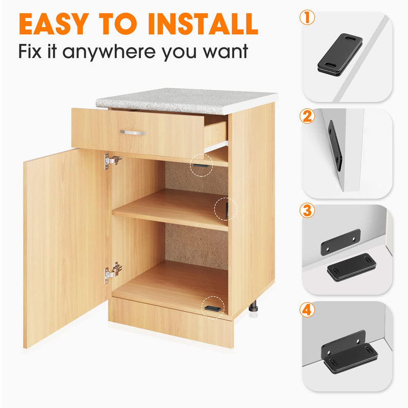 Magnetic Door Catch 4 Pack, Ultra Thin Cabinet Magnets Adhesive for Kitchen Cupboard Wardrobe Closet Cabinet Door Drawer Latch, Utility Magnetic Cabinet Latch No-Gap Design (Black 4PCS) Black 4PCS - NewNest Australia