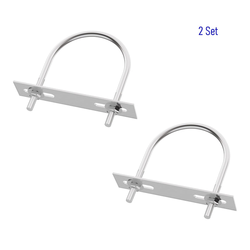 2 Sets 304 Stainless Steel Round Bend U-Bolts 2.01"(51mm) Inner Width 3.07"(78mm) Length M8 with Nuts, Frame Plate, Washers, Accessories for Boat Trailer Axle Sailboat Trailer 51×78mm(W*L)