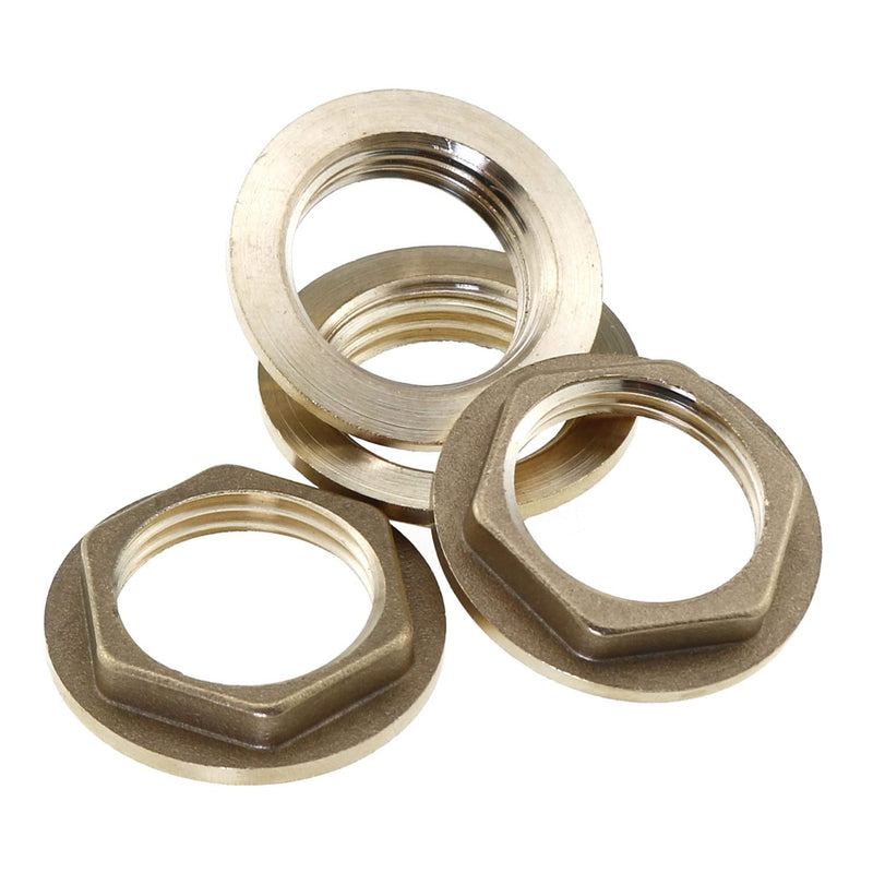 MEETOOT 4pcs Brass Lock Nuts Pipe Fitting 1/2 Inch NPT Female Lock Nut Gasket NPT Female Brass Flange Hex Lock Nut Suitable for Water, Gas, Oil
