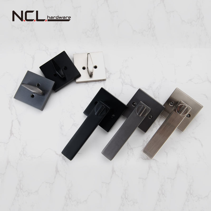 NCL Keyed Entry Door Lever with Single Cylinder Deadbolt, Keyed Alike Heavy Duty Combination Set, Black Exterior Door Lock Set for Front Door 1 Simple Entry Matt Black