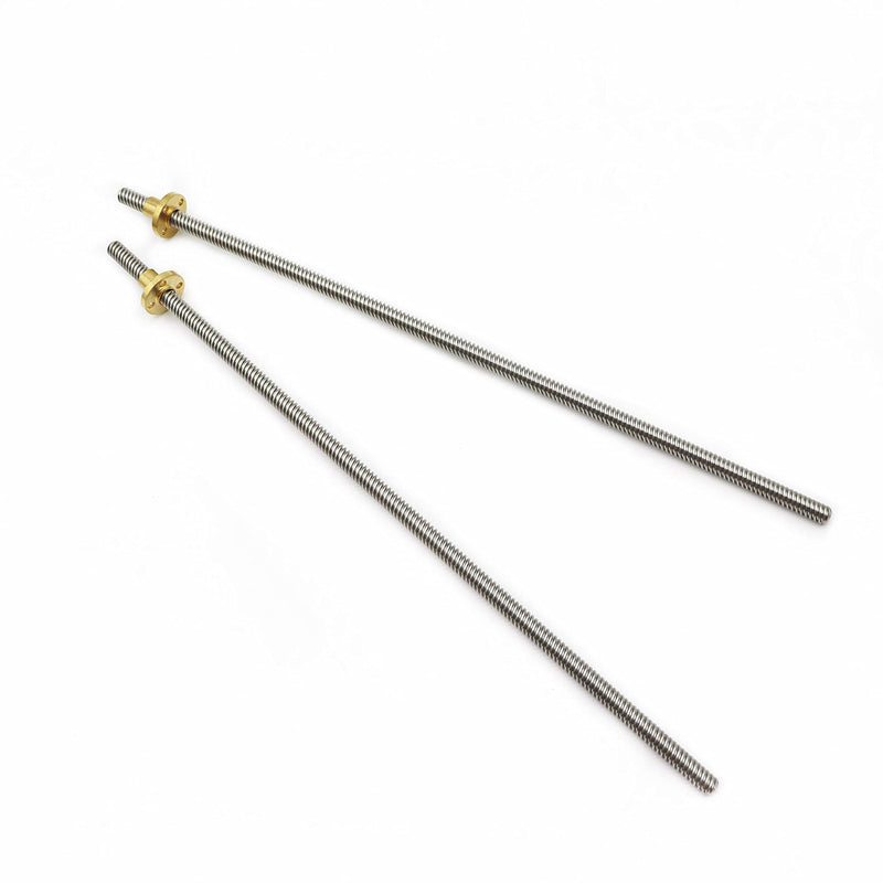 2pcs 200mm Tr8X8 Lead Screw with T8 Brass Nut for 3D Printer Machine Z Axis(Acme Thread, 2mm Pitch, 4 Start, 8mm Lead)