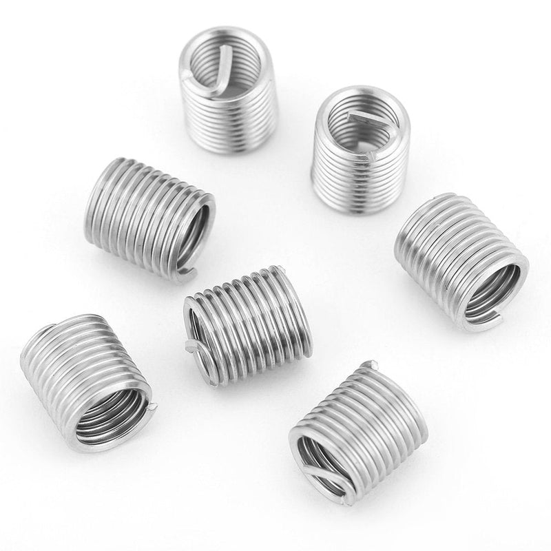 100pcs Stainless Steel SS304 Coiled Wire Helical Screw Thread Inserts M8 x 1.25 x 2D Length for Helical Repair