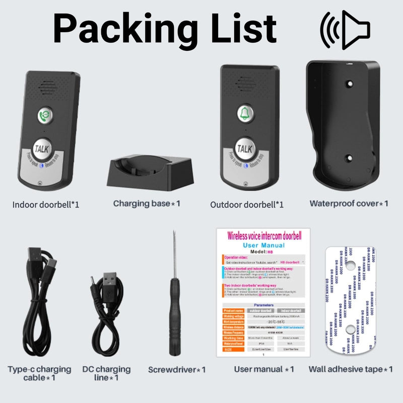 2 Way Wireless Intercom, 1000M Super Long Range Intercomunicador, Waterproof Indoor Outdoor Wireless Intercom System Communication System for Home House Business Office