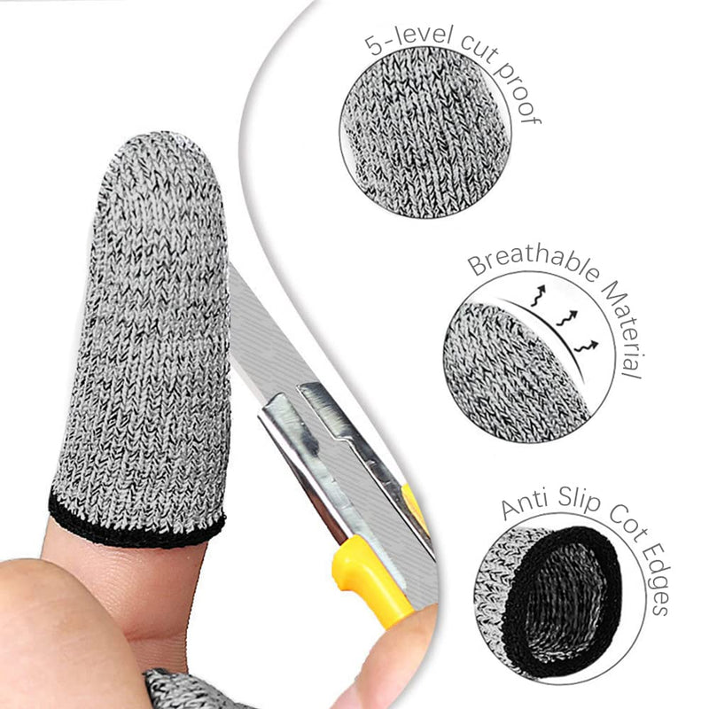 Finger Cots Cut Resistant Protector - Finger Covers for Cuts, Gloves Life Extender, Cut Resistant Finger Protectors for Kitchen, Work, Sculpture, Anti-Slip, Reusable (Gray, 12PK) Gray
