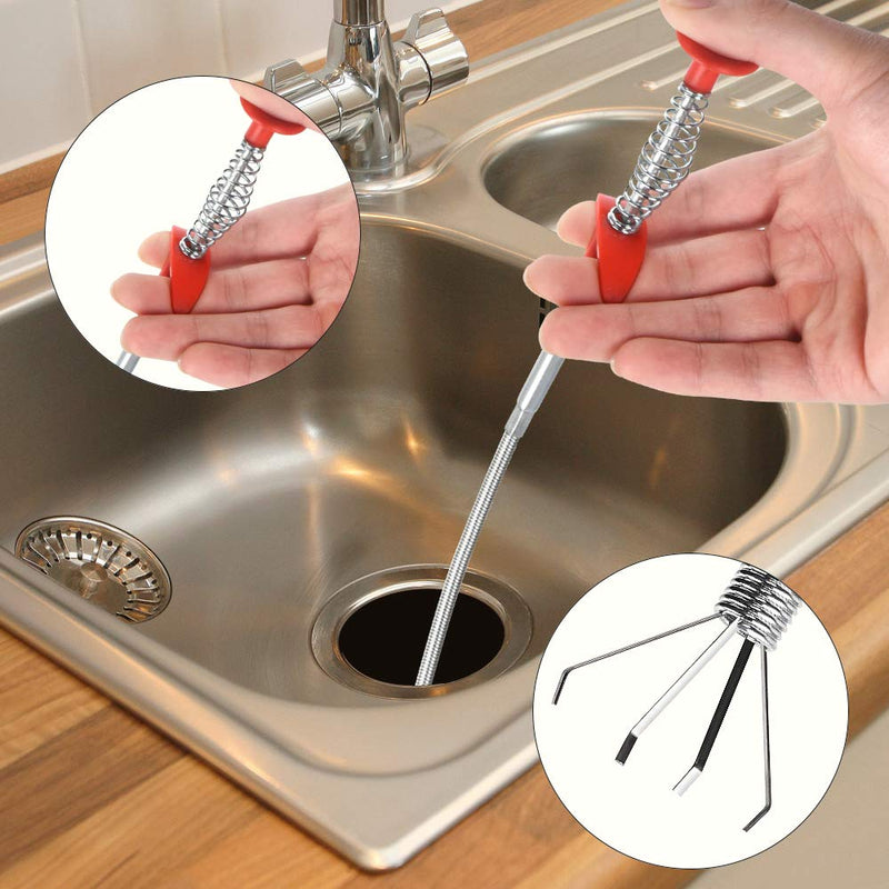 4PCS Drain Augers Hair Drain Clog Remover, Bendable Drain Cleaner, for Kitchen Drain Catcher, Sink Drain, Sewer Cleaning Tool