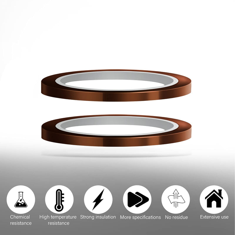 LUTER 2 Pcs Kapton High Temperature Sublimation Tape Heat Resistant Thermal Tape for Printing Sublimation Heat Transfer Insulation Wave Soldering (5 mm x 33 m, Fawn) 5mm
