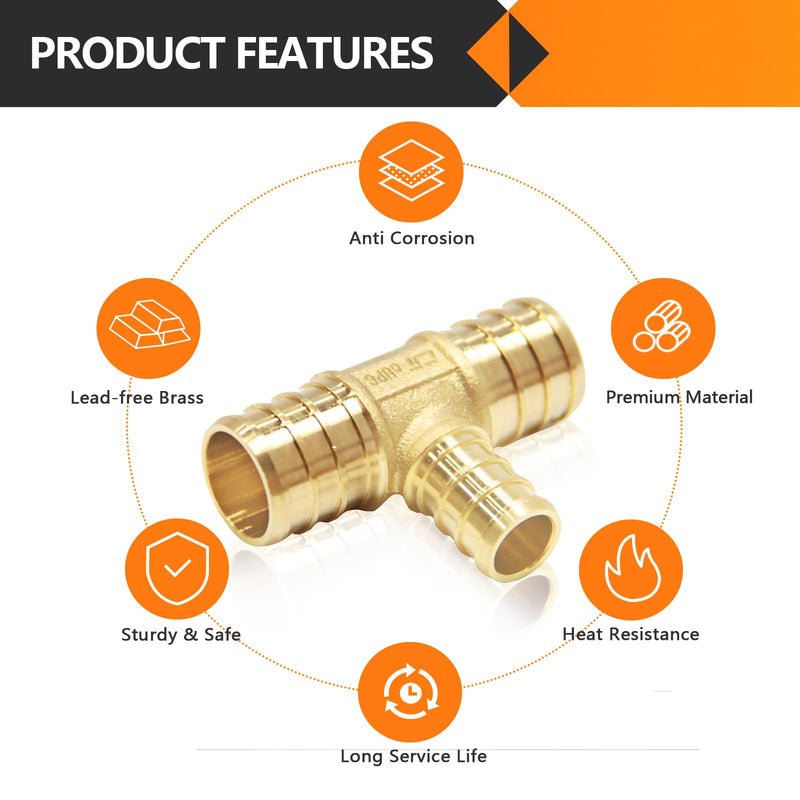 20PC HeSun PEX Crimp Fittings, 3/4"x3/4"x1/2" Pex Tee(PEX1807077-20) 20 3/4" X 3/4" X 1/2"