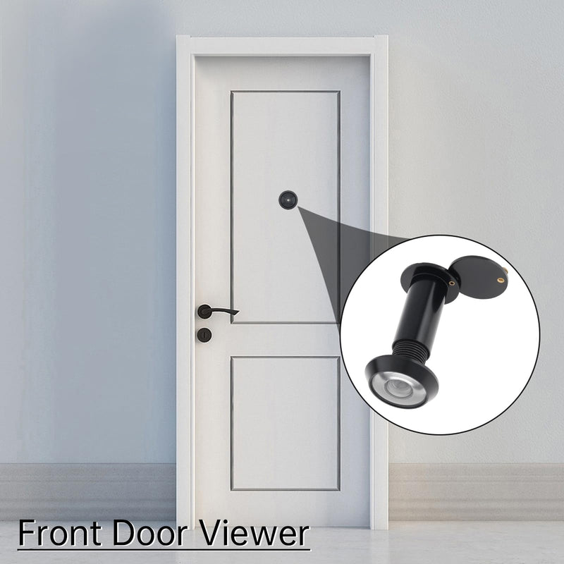 Door Viewer Peephole, Solid Brass 180 Degree Peephole with 5/9 Inch Drill Bit for 1-3/8" to 2-1/6" Doors, Door Viewer with Privacy Cover for Office Home Hotel (Black) Black