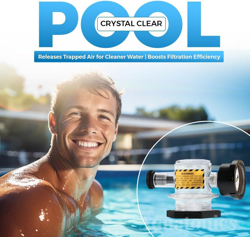 Replacement 273564Z Manual Pressure Relief Valve with Gauge Compatible with Pentair Triton II, Triton C, TR100C, TR140C, Clean Plus, Warrior, EasyClean, SM, SMBW 4000 Pool Spa Filter Air Release