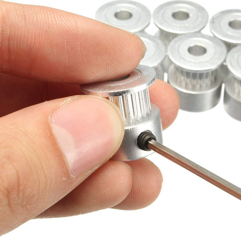 Zeelo GT2 Timing Belt Pulley, 8pcs 5mm 20 Teeth Timing Pulley Wheel and GT2 5 Meters Rubber 2mm Pitch 6mm Wide Timing Belt with Allen Wrench for 3D Printer CNC 5M+8 SET