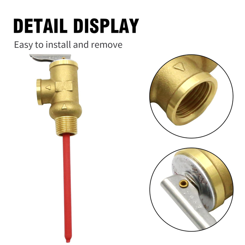 91604 1/2 inch Relief Valve, 150 PSI Temperature and Pressure Relief Valve, Replacement for Camco 10423 G10-1E G10-2E G610-3E G9 G16 GE9 GE16 GEH9 GEH16 RV Electric Water Heaters Valve