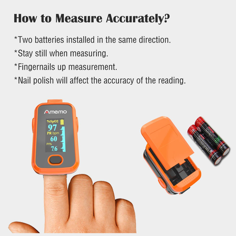 Pulse Oximeter,OLED Display Oxygen Monitor Fingertip,Blood Oxygen Saturation Monitor(SpO2) with Carrying Case,Silicone Cover (Orange) Orange