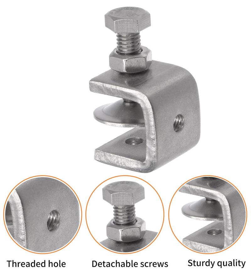 Stainless Steel C Clamps, Mini Tiger Clamp Set for Mounting, Heavy Duty Metal U Clamps, Small Desk G-Clamp with 0.79 Inch Stable Wide Jaw Opening for Metal Working Woodworking Welding Building (4pcs) 0.79 in / 20mm (4 Pcs)