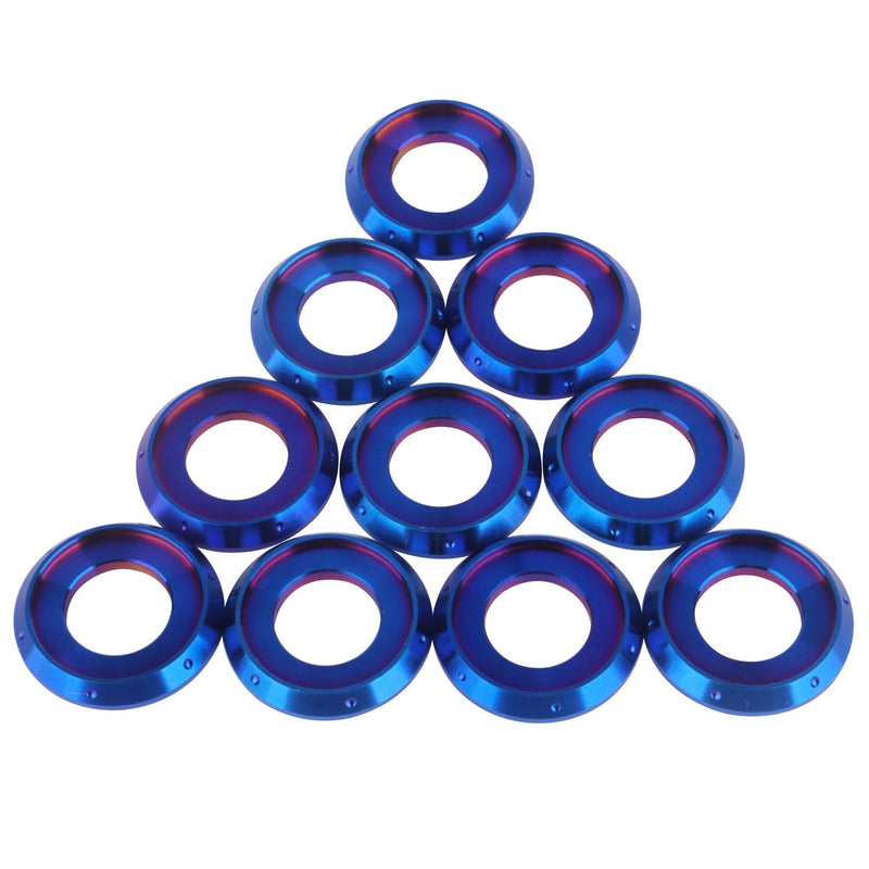 10Pcs Titanium Flange Washer M5 M6 M8 M10 Spacer Washer for Motorcycle Car (Burnt Blue, M10) Burnt Blue