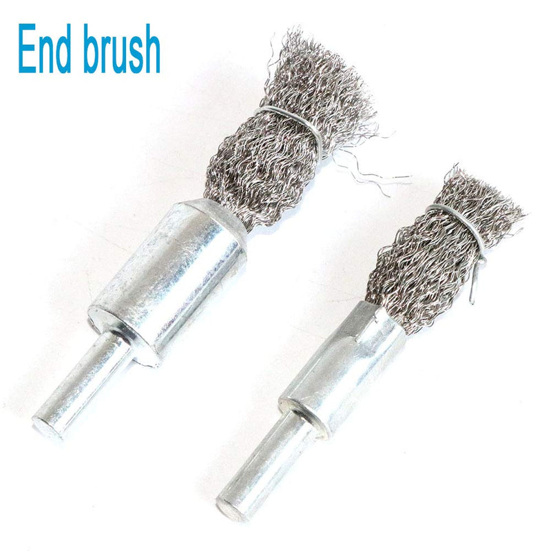 Stainless Steel Wire Wheel Brush & Crimped Cup Brush Kit for Drill,Fine Wire Diameter 0.0059 Inch,for Rotary Tool with 1/4-Inch Shank,Removal of Rust,deburring,Paint (7pcs)