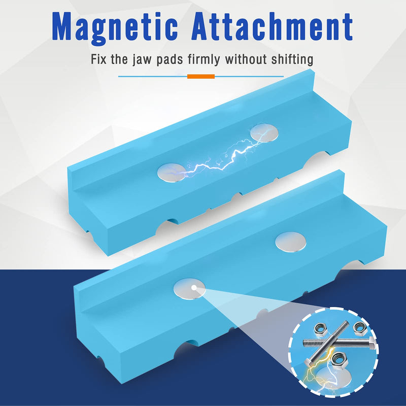 5 Inch Magnetic Vise Jaw Pads Covers, 1 Pair Retention Vice Jaw Pads Universal Jaw Covers with Multiple Angle Grooves Design, Vice Soft Jaws for Woodworking, Jewelry Making, Plumbing 5inch