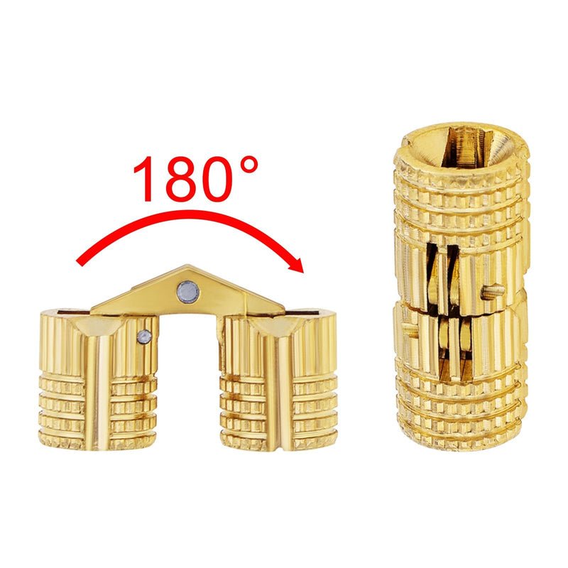 8Pcs 8 mm Hidden Brass Barrel Hinges, 180 Degree Opening Angle Concealed Furniture Hinges for DIY Jewelry Box Hand Craft (8, 8mm)