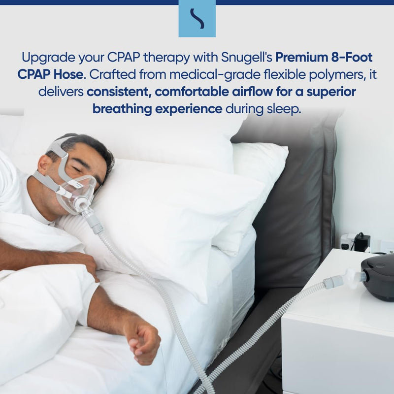 Universal CPAP Tube by Snugell (8 ft 2-Pack) - Medical Grade Flexible Polymer CPAP Hose - Compatible with All Major CPAP Machines and Most CPAP BiPap, and BiLevel Device Brands 1