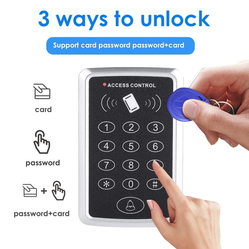 Door Access Control Keypad, Stand-Alone Password RFID Reader+5PCS Keyfob Keychain for Entry Home Security Access Controller