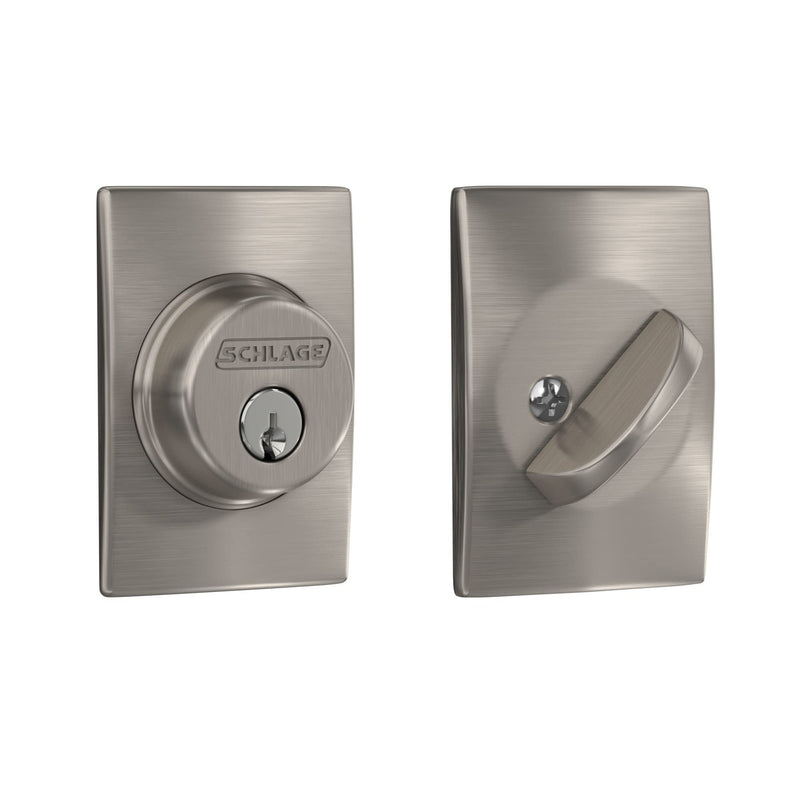 Schlage B60 N CEN 619 Deadbolt with Century Trim, Keyed 1 Side, Highest Residential Security, Satin Nickel