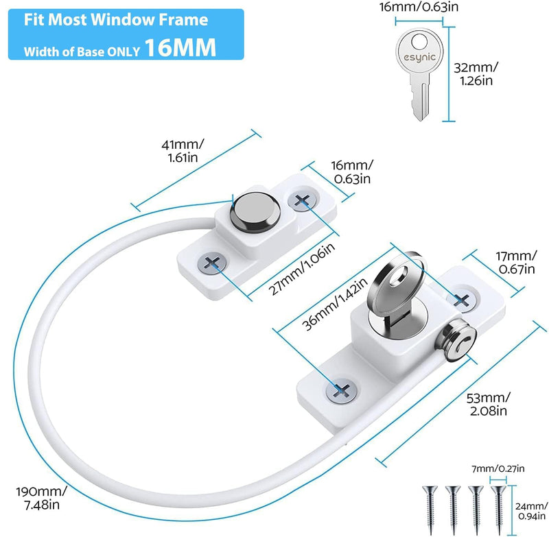 eSynic Durable 10 Pack Window Restrictors Locks Easy to Install Window Restrictor Child Safety Window Lock with Screws Keys Limiting Opened Distance 185mm/7.3Inch Perfect for Home Safety etc