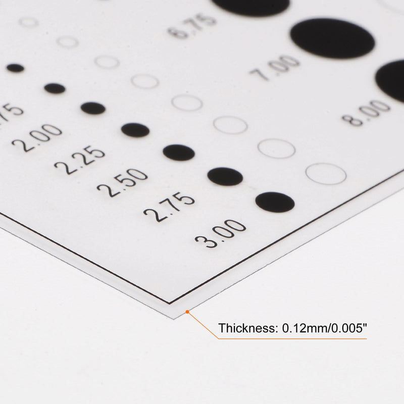 HARFINGTON High Precision SEC Size Estimation Chart Transparency Flaw Detection Film Ruler for Diameter Defects Measuring