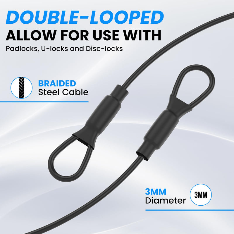 SDTC Tech 6-Pack 5.9" Stainless Steel Wire Rope with Rubber Coated and Loops 3mm Diameter Braided Steel Safety Lanyard Cable Strap for Chain Lock 130lb Tensile Force 5.9 inch length