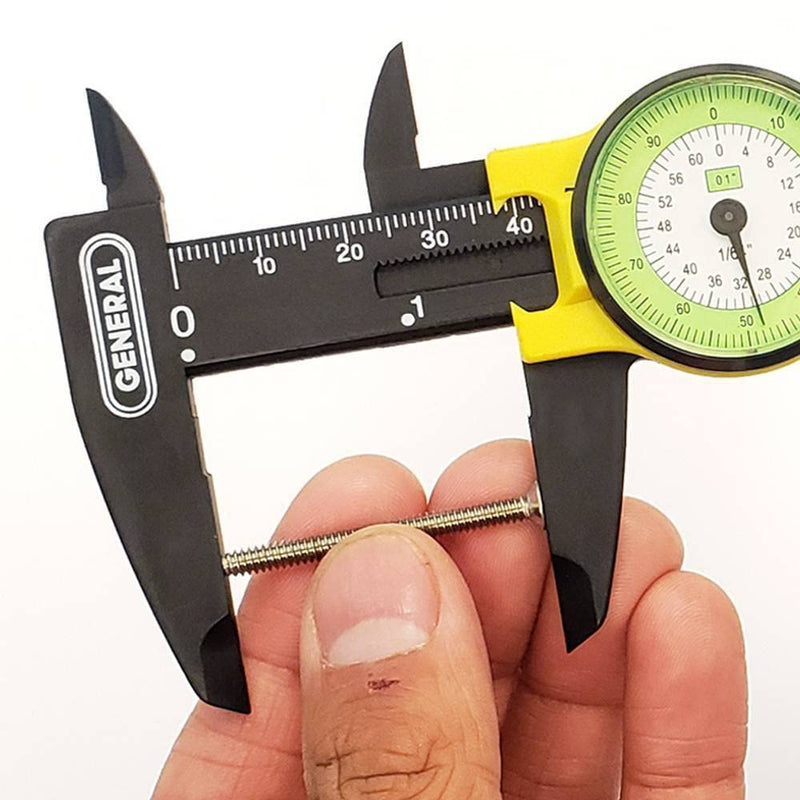 General Tools 142 Plastic Dial Caliper, 0-6" Range, .01" & 1/64" Standard