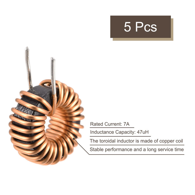 MECCANIXITY Toroid Inductance Copper Coil Vertical Inductor 47uH 7A for DIY Circuit Board Pack of 5
