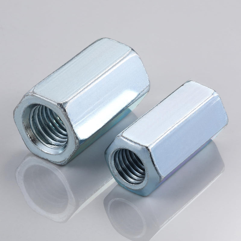 Wensilon(20 pcs)1/4"-20 Coupling Nuts zinc, Extended Hexagon Plated Steel Rod Coupling Nuts 1/4"-20 20