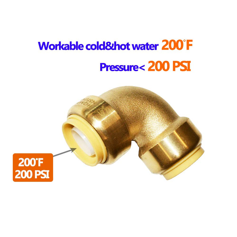 HQMPC Pex Fitting 1/2" Pex Elbow PushFit Elbow 90-Degree -PEX Fitting 1/2" 90 Degree Elbow Push-to-Connect Plumbing Fitting for Copper, PEX, CPVC (6pcs 1/2") 0.5 Inch Elbow,6 Pack