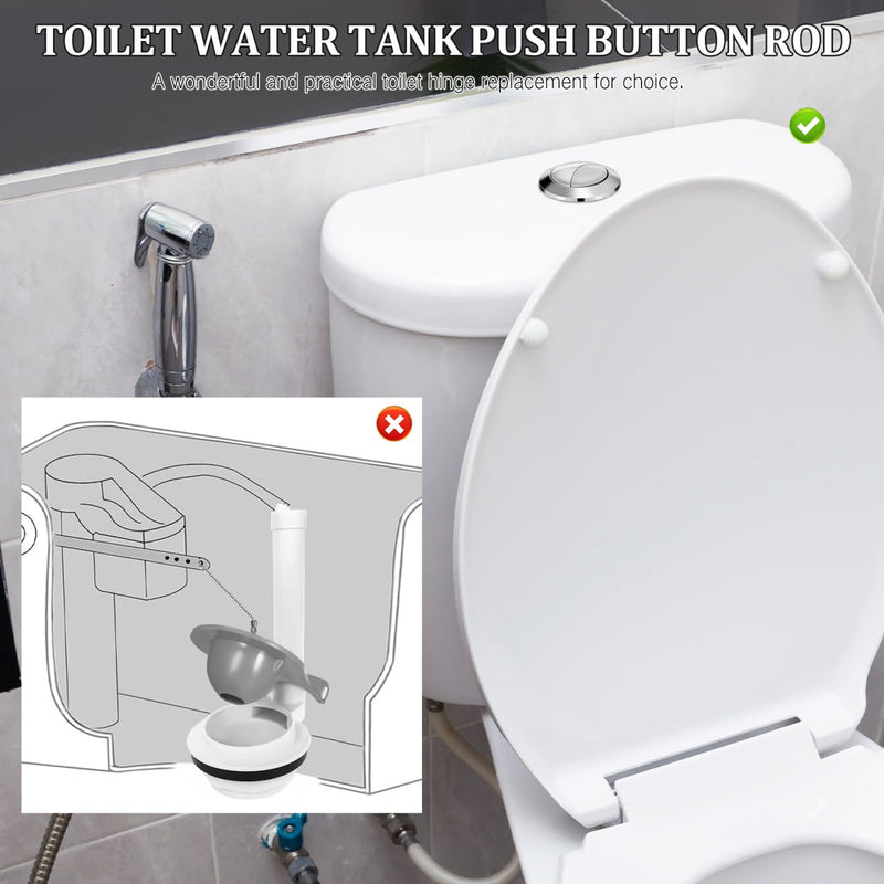 Osaladi Dual Flush Toilet Water Tank Push Button Rod Replacement Silver Plastic Toilet Button for Most Cistern Lid Holes Easy Install Flush Kit for Glacier Bay