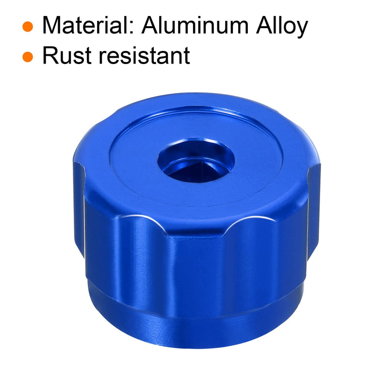 PATIKIL Round Wheel Handle, 2 Pack Faucet Handles Refrigerant Manifold Gauges Knob Square Broach Handwheel Replacement, Aluminum Alloy Blue