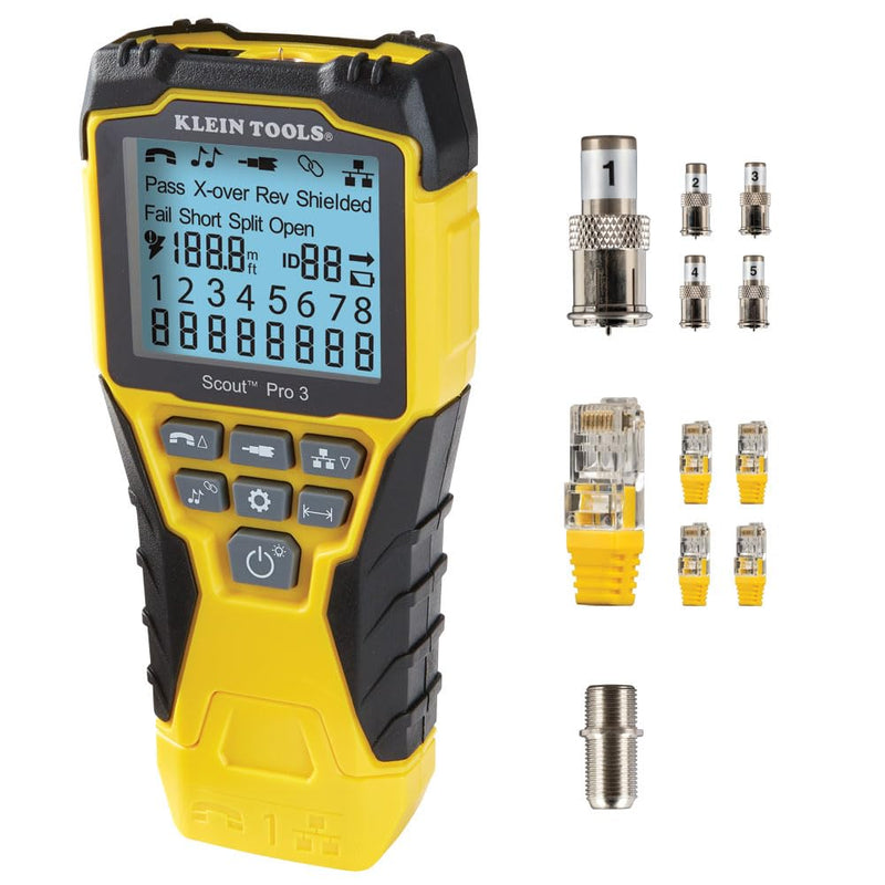 KLEIN TOOLS VDV501-851 Cable Tester Kit with Scout Pro 3 for Ethernet / Data, Coax / Video and Phone Cables, 5 Locator Remotes Starter Kit