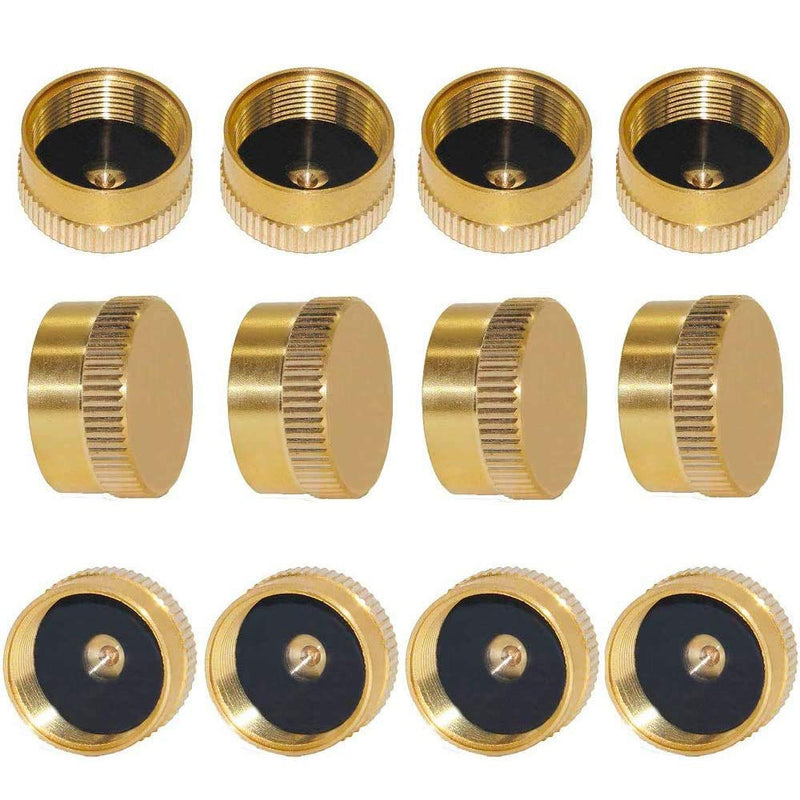 YOUHO 12pcs Brass Refill Cap 1 LB Propane Bottle Cap Gas Tank Cylinder Sealed Cap Protect Cap