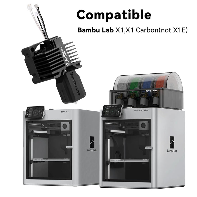 X1C Hotend Complete Kit Full Assembly 0.4mm Hardened Steel Nozzle, Ceramic Heater, Thermistor, Cooling Fan, Silicone Sleeve, Thermal Grease for Bamboo Lab X1 Carbon 3D Printer Extruder(X Series) X Series