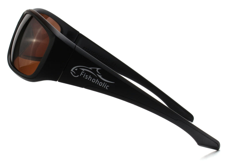 Fishoholic Polarized Bi-Focal Fishing Sunglasses with Reader Magnification (1.5x, 2.0x, 2.5x Options) and UV400 Protection Black x2.5 Amber