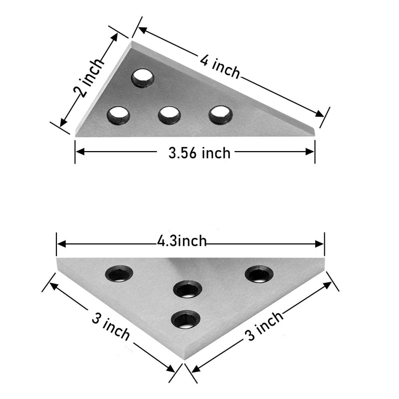 Precision Angle Block Set Solid Angle Plate Set, 30-60-90 Degree&45-45-90 Degree Machinist Tools Milling Ground Gauge Angle Gage Inspection Block Set (2 Pcs Triangle Angle Block) 2 Pcs Triangle Angle Block
