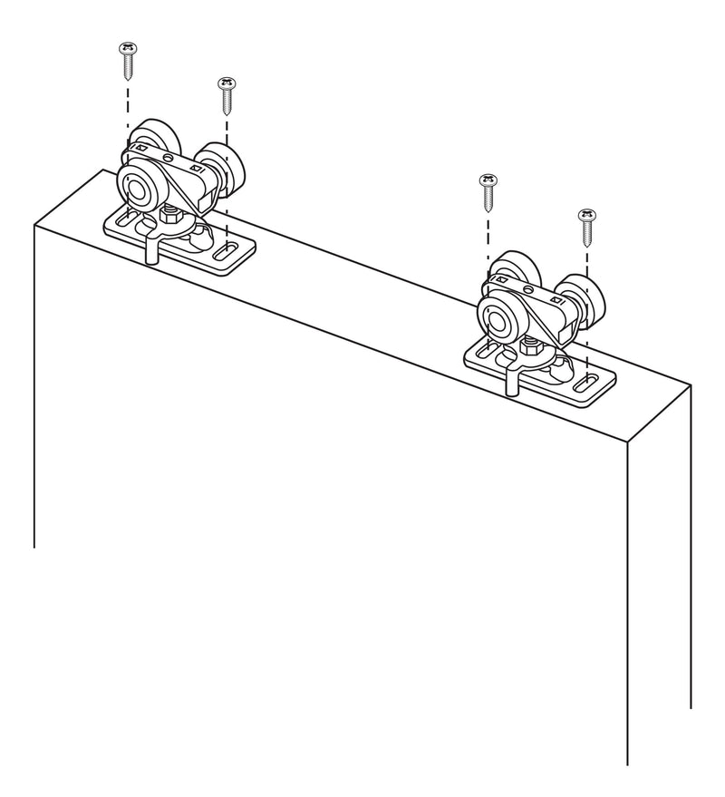 Prime-Line N 6847 Pocket Door Roller Assembly, 3/4 In., Flat, Plastic Wheels on Steel Bracket (2 Pack) 3/4 in. Mill